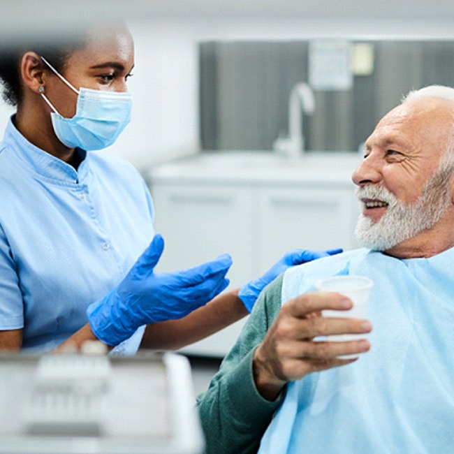 patient getting post-op instructions